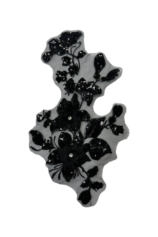 Sequin Black Flower