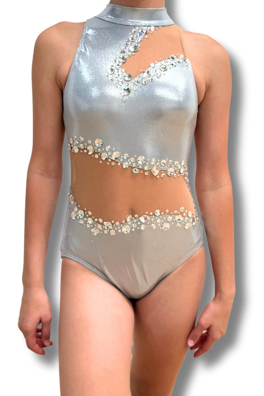 Ladies Small - Silver Cut Out Leotard